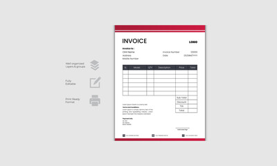 Modern Creative Vector Invoice Design Template