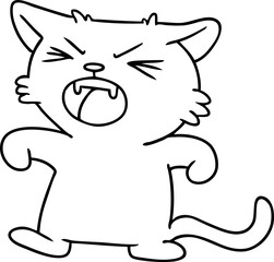 line drawing doodle of a screeching cat