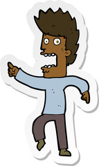 sticker of a cartoon terrified man