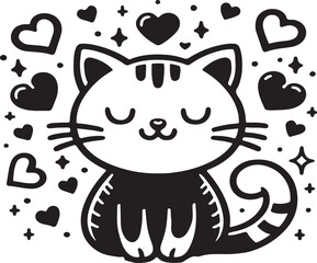 Valentine's Day Cat Art Design