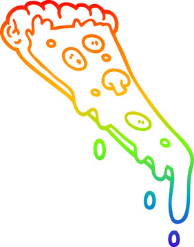 recommend clip art: rainbow gradient line drawing cartoon slice of pizza