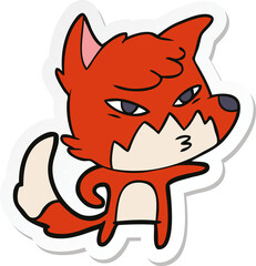 sticker of a clever cartoon fox