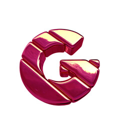 Symbol made of pink diagonal blocks. letter g