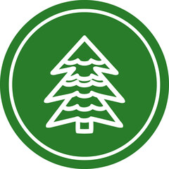 snowy tree circular icon