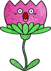 retro grunge texture cartoon flower