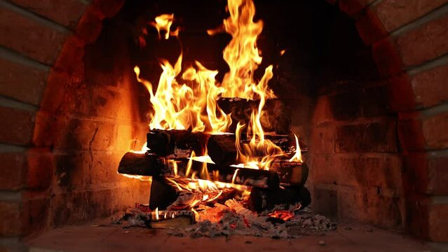 Fireplace at home for relaxing evening. Asmr sleep. Cozy Fireplace Night. 