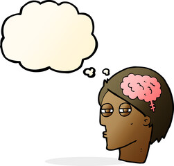 cartoon man thinking carefully with thought bubble