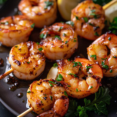 Shrimp skewers with lemon and ginger
