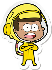 sticker of a cartoon surprised astronaut