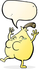 a nice pear cartoon with speech bubble