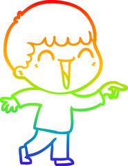 Obraz premium rainbow gradient line drawing cartoon happy man
