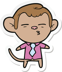 sticker of a cartoon suspicious monkey