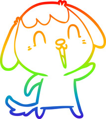 rainbow gradient line drawing cute cartoon dog