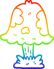 rainbow gradient line drawing cartoon mushroom