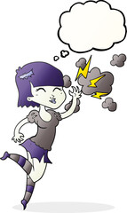 thought bubble cartoon vampire girl flying