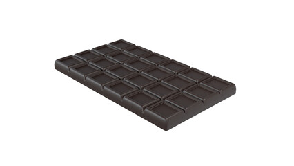 Black chocolate bar isolated on transparent and white background. Chocolate concept. 3D render