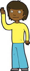 cartoon friendly boy waving