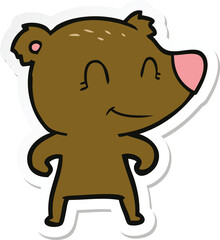sticker of a smiling bear cartoon