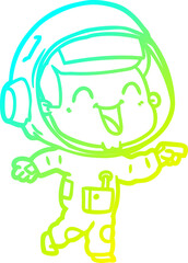 Obraz premium cold gradient line drawing happy cartoon astronaut