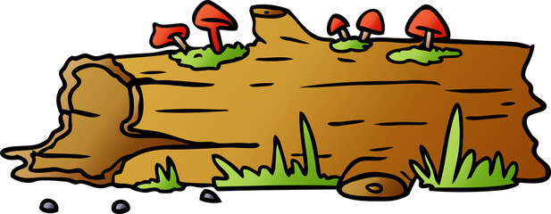 gradient cartoon doodle of a tree log