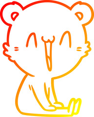 warm gradient line drawing happy bear cartoon