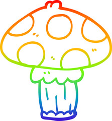 rainbow gradient line drawing cartoon mushroom
