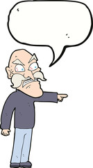 cartoon furious old man with speech bubble