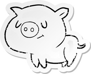 distressed sticker of a cartoon pig