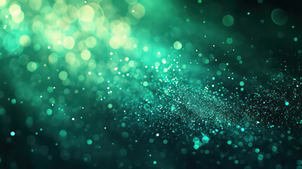 green luxury glitter and bokeh particles, green bokeh background, holiday festival background