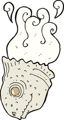 cartoon old fish head