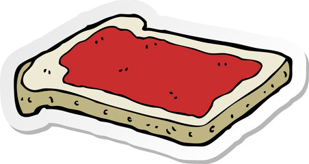 sticker of a cartoon jam on toast
