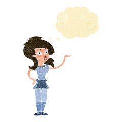 cartoon pretty waitress with thought bubble