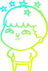 cold gradient line drawing cartoon amazed boy