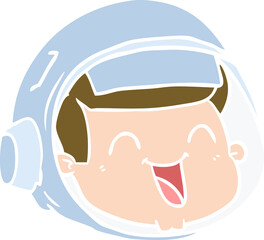 flat color style cartoon happy astronaut face