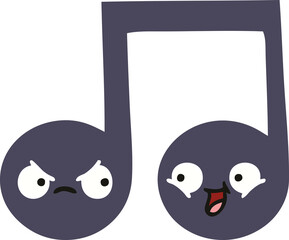 flat color retro cartoon musical note