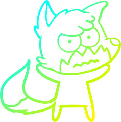 cold gradient line drawing cartoon annoyed fox