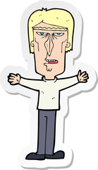 sticker of a cartoon angry man