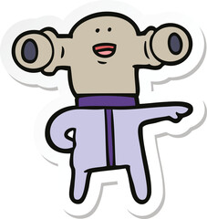 sticker of a friendly cartoon alien