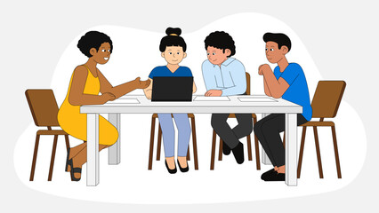 Professionals working as a team on new business project
