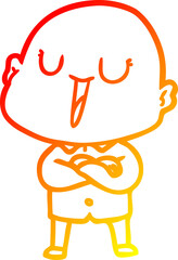 warm gradient line drawing happy cartoon bald man