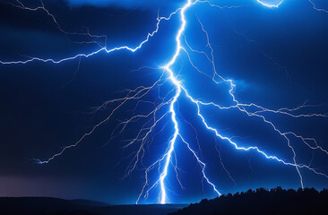 Flash of lightning on dark background. Lightning storm