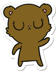 sticker of a peaceful cartoon bear