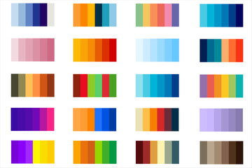 20x6 Color Palettes 2 Packs, Discover 20 Sets of Vibrant Vector Color Palettes - 6 Unique Colors Each for Stylish Designs: Light, Dark, Vintage, Retro Inspirations, New, Trending