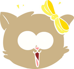 flat color style cartoon surprised cat face