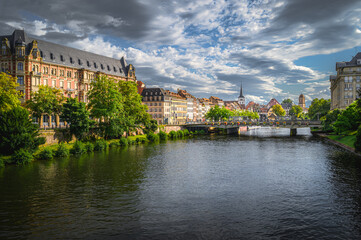 View on the bridge Pont Royal over the Ill river in Strasbourg