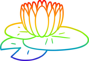 rainbow gradient line drawing cartoon water lily