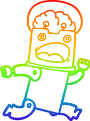 rainbow gradient line drawing cartoon robot