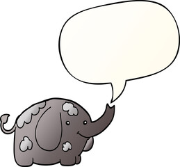 cartoon elephant and speech bubble in smooth gradient style