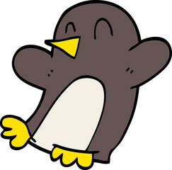 cartoon doodle dancing penguin