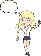 cartoon pretty woman with idea with thought bubble